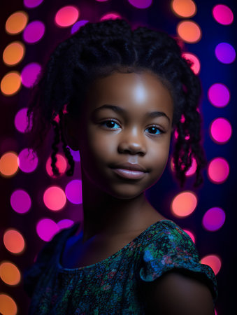 Portrait of a beautiful african american girl with afro hairstyleの素材