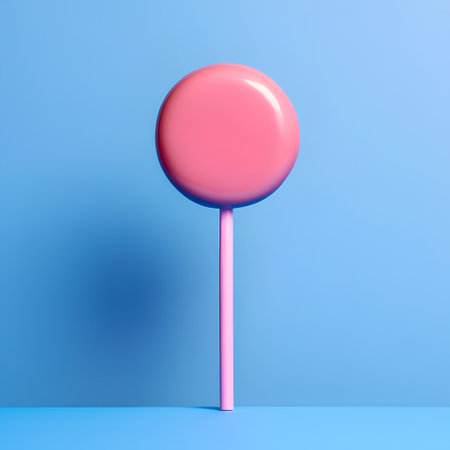 Pink lollipop on blue background. Minimal concept. 3d renderの素材