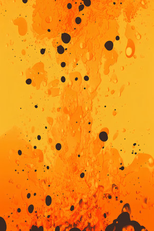 abstract orange background with black spots and splashes, vector illustrationの素材