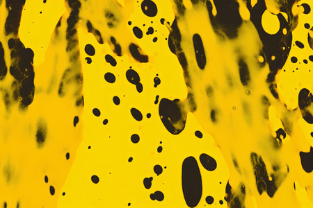 Abstract yellow and black spots on a black background. Vector illustration.の素材