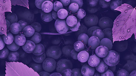 Grapes. Seamless pattern. Water drops on grapes.の素材