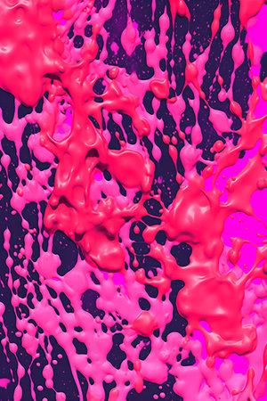 Seamless pattern of pink paint splashes on a black backgroundの素材