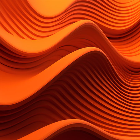 Abstract orange background with smooth wavy lines. 3d render illustrationの素材