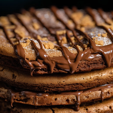 Stack of chocolate cookies on a dark background. Selective focus.の素材