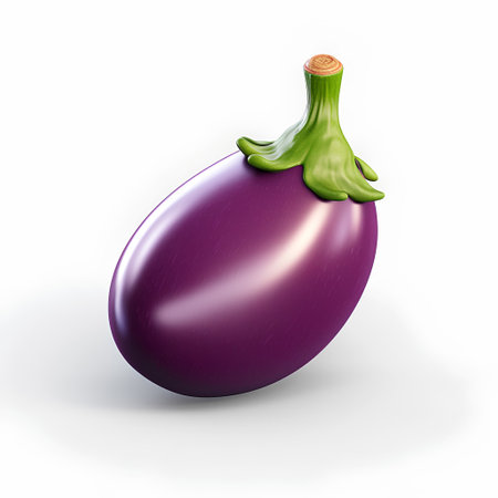 Eggplant on a white background. 3d rendering, 3d illustration.の素材