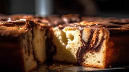 Cake with chocolate frosting. Selective focus. Toned.の素材