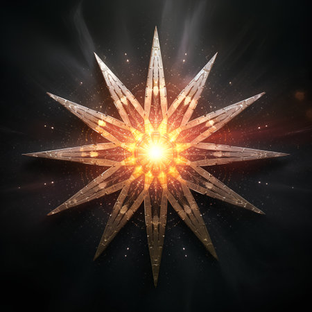 Abstract star on a black background. 3d rendering, 3d illustration.の素材