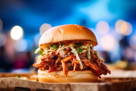 Bacon burger with pulled pork, onion and mayonaise.の素材