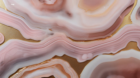 Seamless tileable pattern of pink agate on gold backgroundの素材