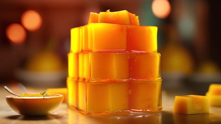 Candle wax in the shape of a pyramid on a dark backgroundの素材