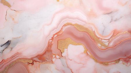 Pink marble texture with gold veins. Luxury background. 3d illustrationの素材