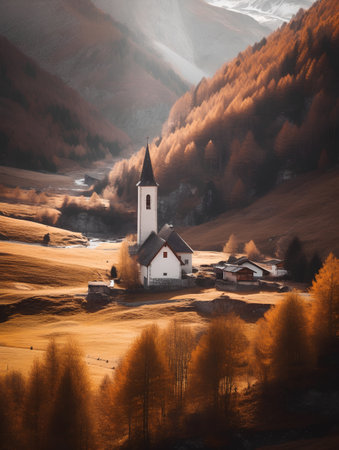 Small church in the swiss alps, Switzerland, Europe.の素材