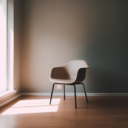 White armchair in empty room with wooden floor. 3D Renderingの素材