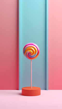 Abstract minimal background with colorful lollipops. Vector illustration.の素材