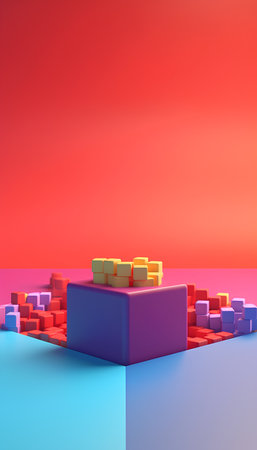 3d render of abstract geometric background with cubes. 3d illustrationの素材
