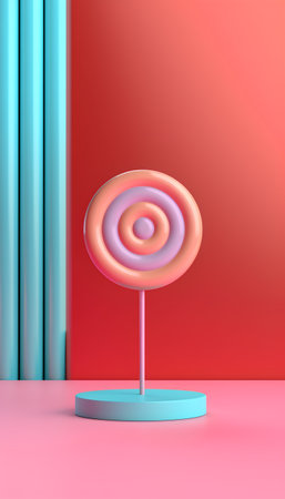 Abstract minimal scene with geometric forms. Pink and blue background. 3d renderの素材