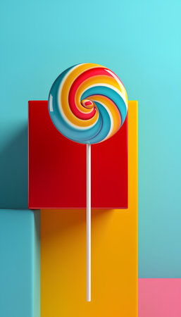Colorful lollipop on a colorful background. 3d renderingの素材