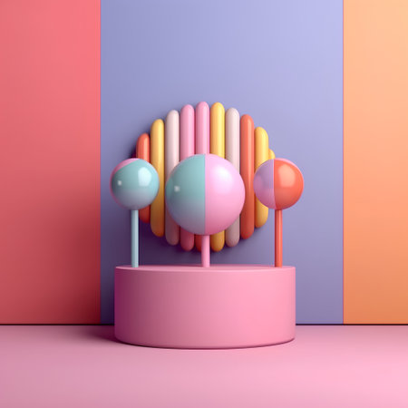 3d render of abstract geometric forms. Minimal scene with podium for product presentation.の素材