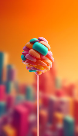 Colorful lollipop on a colorful background. 3d renderingの素材