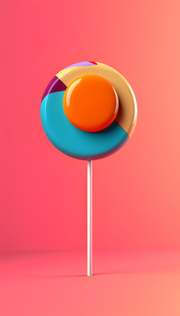 Lollipop on a pink background. 3d render. Minimal concept.の素材