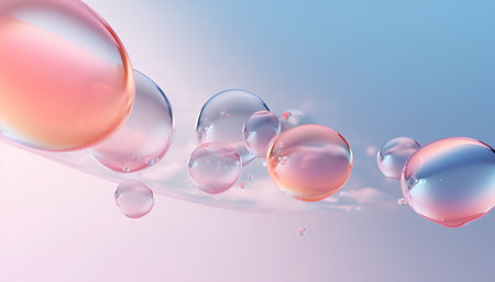 Abstract background with water drops. Vector illustration. Pink and blue colors.の素材