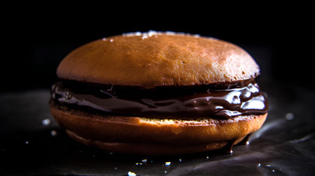 chocolate donut on a dark background. tinting. selective focusの素材