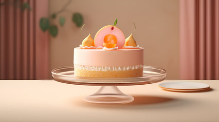 Cake with cream and apricot. 3d rendering.の素材