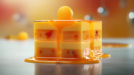Panna cotta dessert with orange glaze, 3d renderの素材