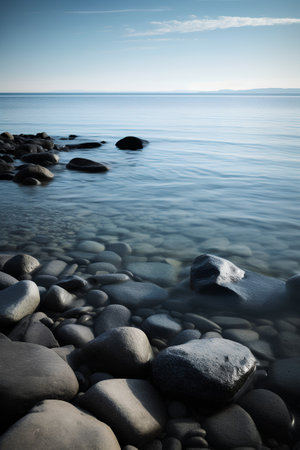 beautiful seascape with rocks in water. long exposure.の素材