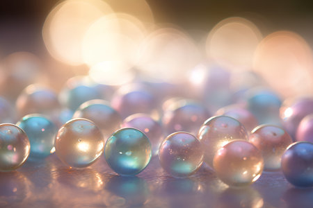 Beautiful beads of different colors on a background bokeh.の素材