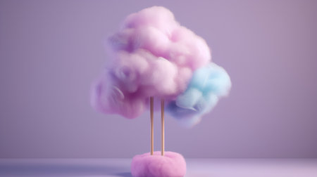 Cotton candy in the form of a tree. 3d renderingの素材