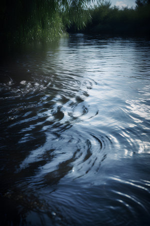 Ripples on the surface of the water. Nature background. Toned.の素材