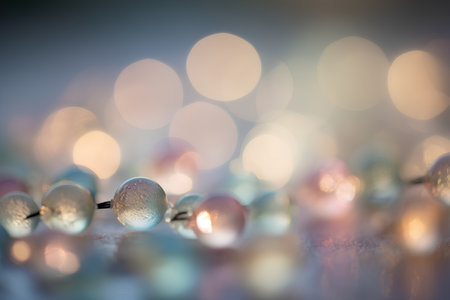 Christmas background with bokeh defocused lights and snowflakesの素材