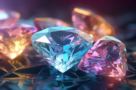Gemstones on a dark background. 3d rendering, 3d illustration.の素材