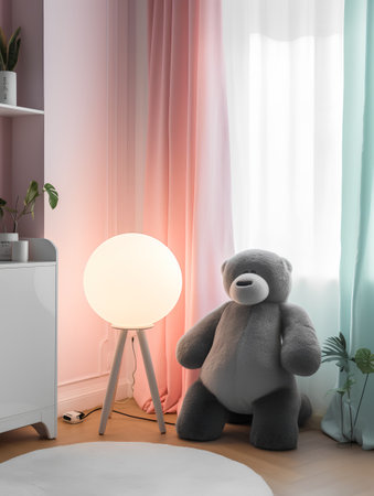 3d render of children's room interior with teddy bear.の素材