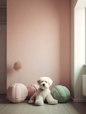 3d render of a white teddy bear sitting in a roomの素材