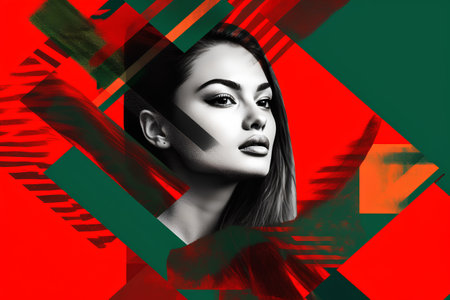 Fashion art portrait of beautiful young woman with bright make-upの素材