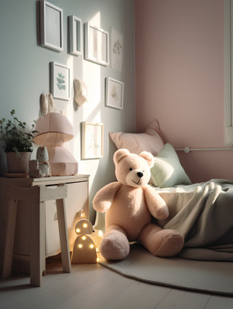 Cute teddy bear in children's room, interior design conceptの素材