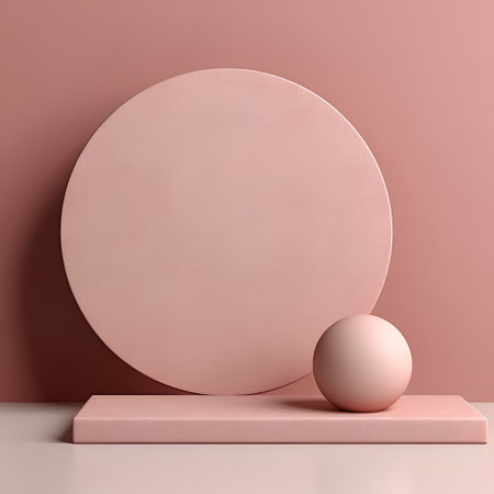 3d rendering of abstract minimal geometric forms. Pink podium for product presentation.の素材
