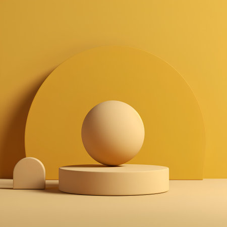 3d rendering of abstract minimal geometric forms. Glossy golden podium for your design.の素材