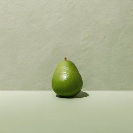 Avocado on a green background. Minimal still life concept.の素材