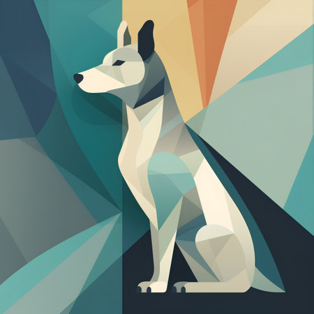 Siberian husky dog in polygonal style. Vector illustrationの素材