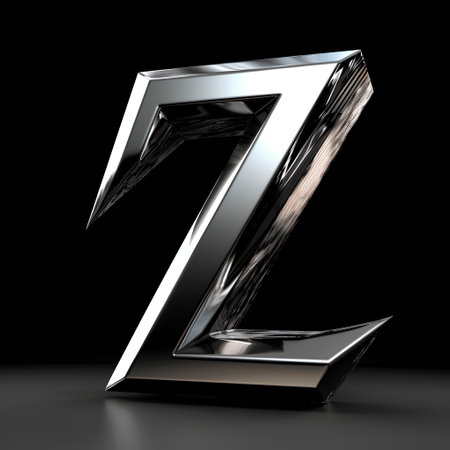 Metal letter Z uppercase on black background. 3d renderの素材