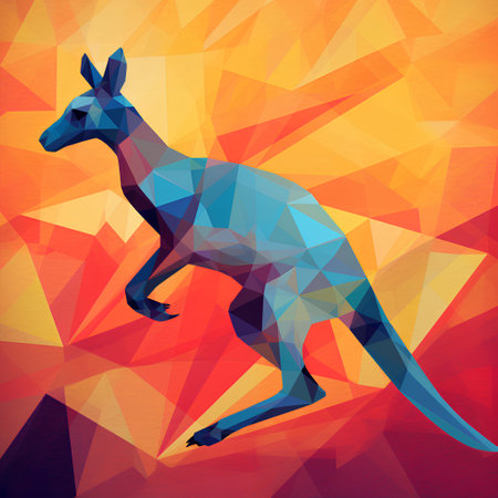 Kangaroo on polygonal background. Polygonal style.の素材