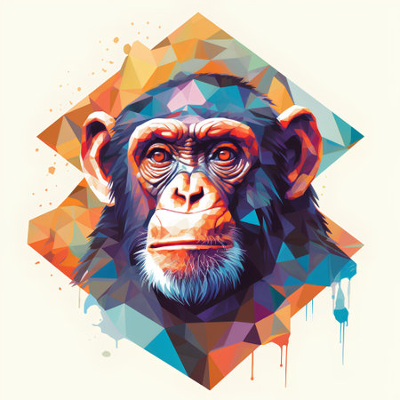 Chimpanzee on polygonal background. Vector illustration.の素材