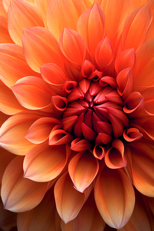 Beautiful orange dahlia flower close-up. Nature backgroundの素材