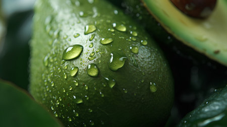 Fresh avocado with water drops close-up. Detox diet conceptの素材