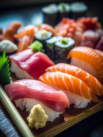 Sushi set, Japanese food style, selective focus, vintage toneの素材