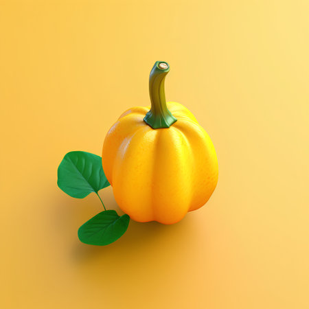 Pumpkin isolated on a yellow background. 3d render.の素材