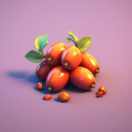 Fruits of ripe jujube on a purple background. 3d renderingの素材